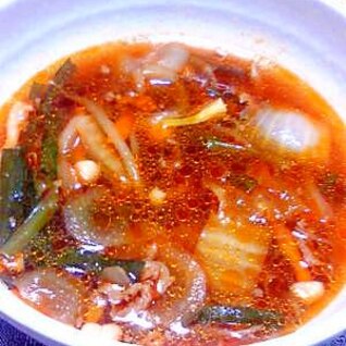 余った野菜でチョイ辛韓国風スープ